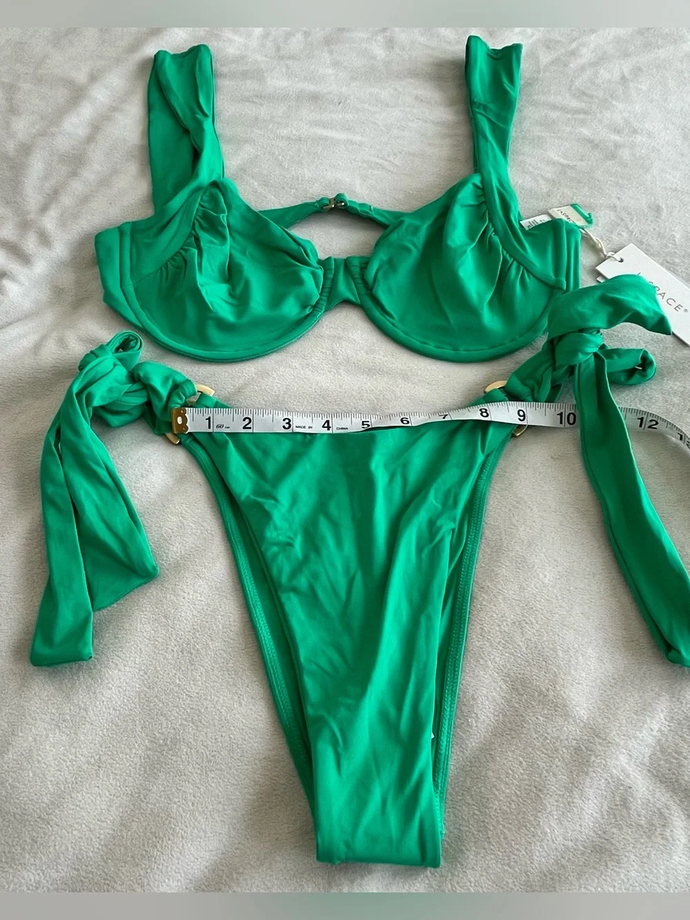 L*Space Bikini Set Stella Top & Kiki Tanga Bikini Bottom Large/XL Jade Green